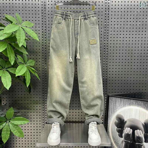 デニム メンズ パンツ カジュアル おしゃれ 夏 ジーンズ 巾着 ストレート アメリカン ストリート ダメージ デニム メンズ パンツ カジュアル おしゃれ 夏 ジーンズ 巾着 ストレート アメリカン ストリート ダメージ