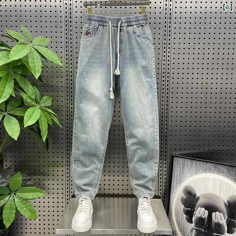 デニム メンズ パンツ カジュアル おしゃれ 春秋 ファッション トレンディ ジーンズ レトロ ストレッチ トレンディ ストレッチ ウエスト ウォッシュ ストレート(4.0)