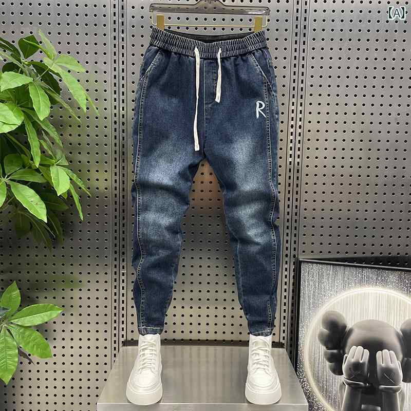 デニム メンズ パンツ カジュアル おしゃれ ジーンズ 美白 レギンス ストレッチ トレンディ 刺繍 レギンス