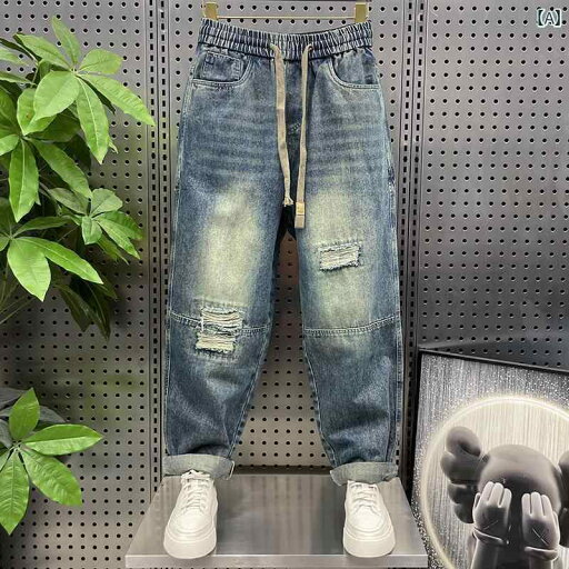 デニム メンズ パンツ カジュアル おしゃれ 春秋 ファッション ダメージ 加工 ダメージ レトロ ウォッシュド ブルー ジーンズ ストレッチ ウエスト デニム メンズ パンツ カジュアル おしゃれ 春秋 ファッション ダメージ 加工 ダメージ レトロ ウォッシュド ブルー ジーンズ ストレッチ ウエスト