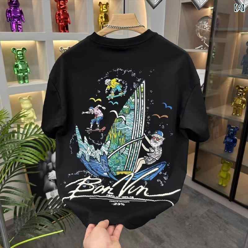 メンズ トップス カジュアル ファッション おしゃれ 夏 ヨット グラフィティ 半袖 アメリカン エンボス..