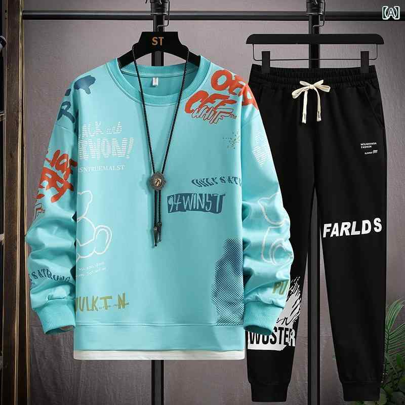 セットアップ メンズ カジュアル おしゃれ 長袖 丸首 トレーナー 13 名 12歳 15 春秋服 14 年長 子供服