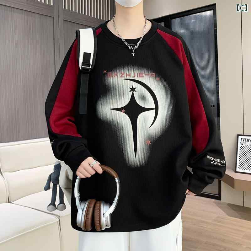 メンズ トップス カジュアル ファッション おしゃれ 春秋 スウェットシャツ 子供 トレンド 長袖 Tシャツ 秋