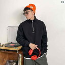メンズ トップス カジュアル ファッション おしゃれ ハーフ ジップ スタンドカラー スウェットシャツ 春秋 韓国 トレンディ ジャケット
