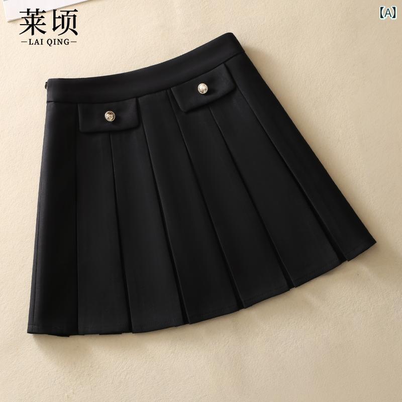 ミニスカート レディース おしゃれ カジュアル デート 女子会 プリーツ 春秋 ハイウエスト カレッジ JK スリム ヒップ カバー aライン