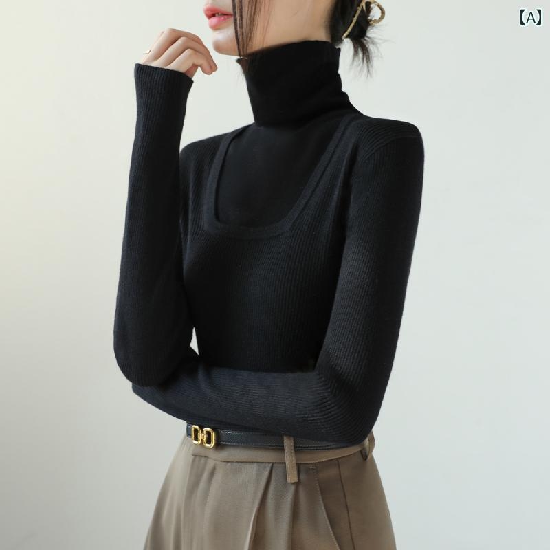 トップス レディース おしゃれ カジュアル 秋冬 チェスナット グレー フェイクセットアップ 重ね着風 ..