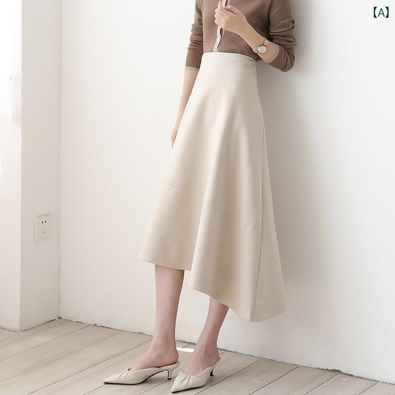 スカート レディース おしゃれ カジュアル デート 女子会 冬 ハイウエ プリ コット aライン ウール セ..