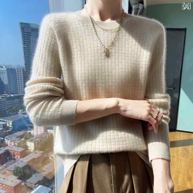 レディース トップス カジュアル おしゃれ 普段使い 厚手 セーター ラウンドネックプルオーバー ジャカードセーター 秋冬 ニット セーター