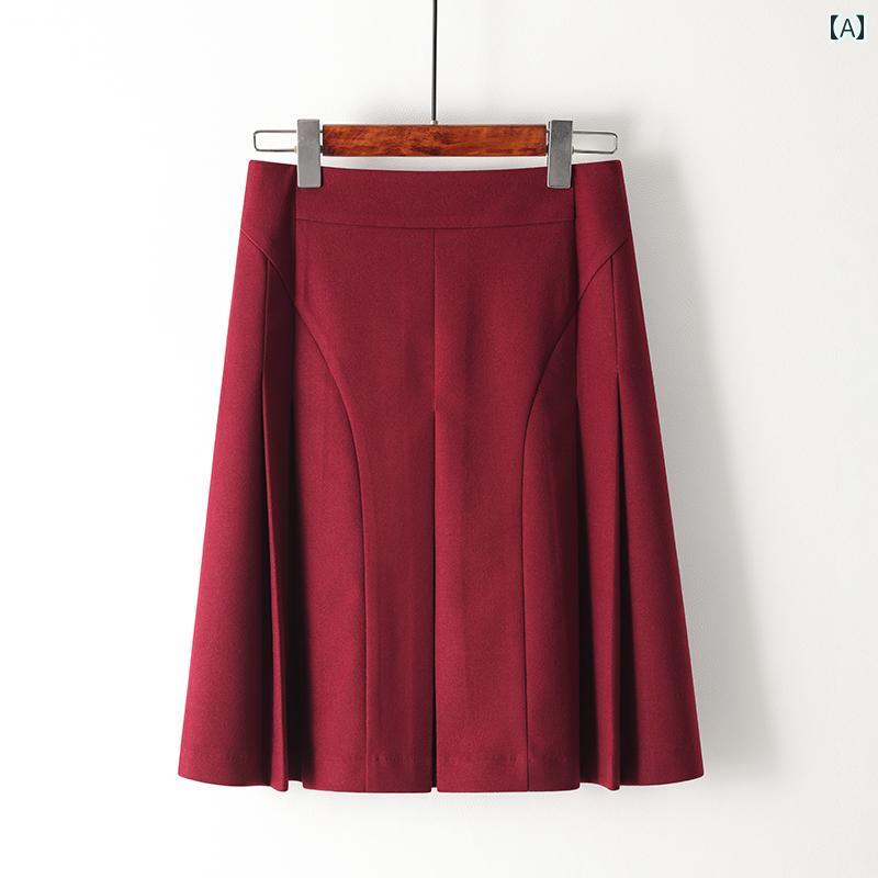 スカート レディース おしゃれ カジュアル 上品 デート 女子会 アンカー レッド プリーツ 秋 ハイウエ..