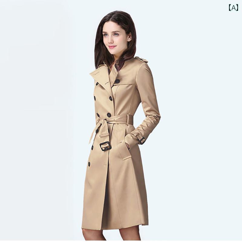 トレンチコート レディース おしゃれ 春秋 レングス 英国 膝上 アーミーグリーン ジャケット 防止 美白
