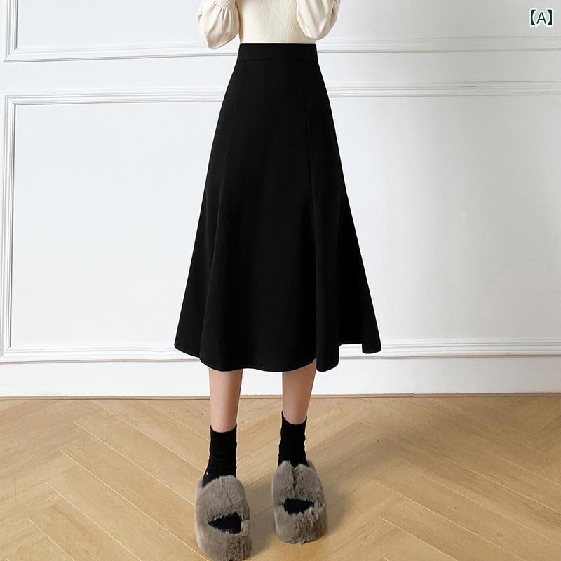 スカート レディース おしゃれ カジュアル 上品 デート 女子会 通勤 丈 ハイウエスト ウール 高さ ウール ヒップ カバー aライン フィッシュテール 膝上