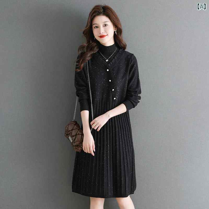 ワンピース レディース 上品 通勤 オフィス カジュアル デート おしゃれ インナー ドレス コート ウール ニット セーター スカート 秋冬 丈 ボト スカート