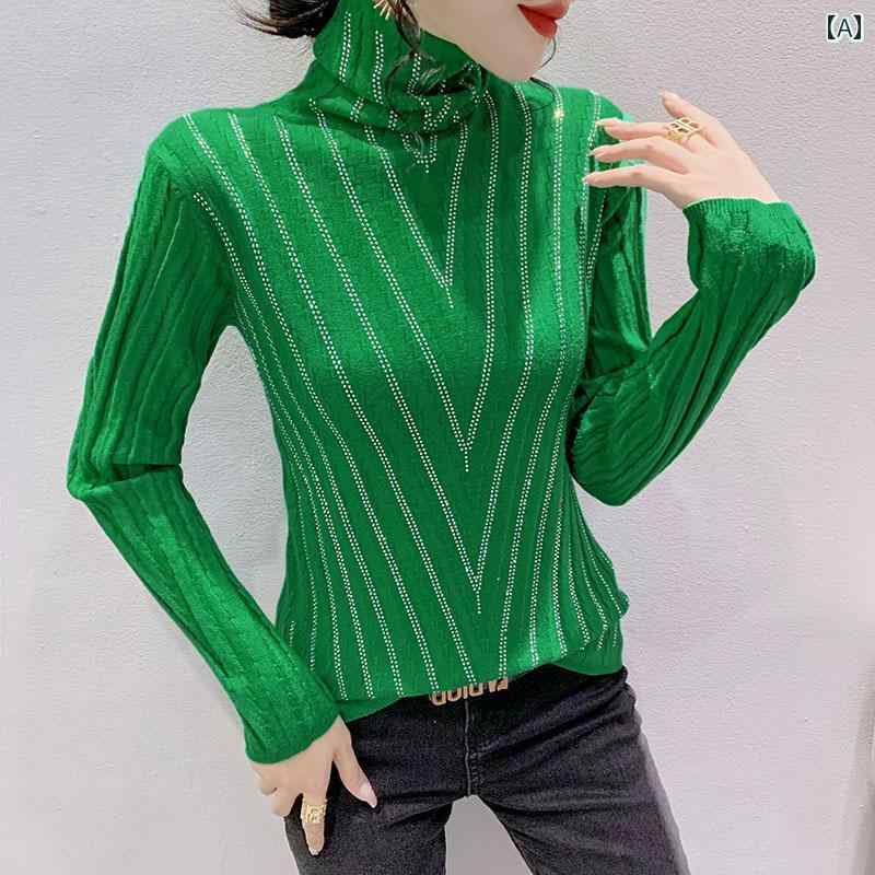 トップス レディース おしゃれ カジュアル 秋冬高耐久 ドリル ニット ボトム シャツ スリム ハイネック..