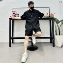 セットアップ メンズ カジュアル おしゃれ 普段使い 夏 半袖 シャツ シンプル 厚手 シャツ ショートパンツ 2点 セット