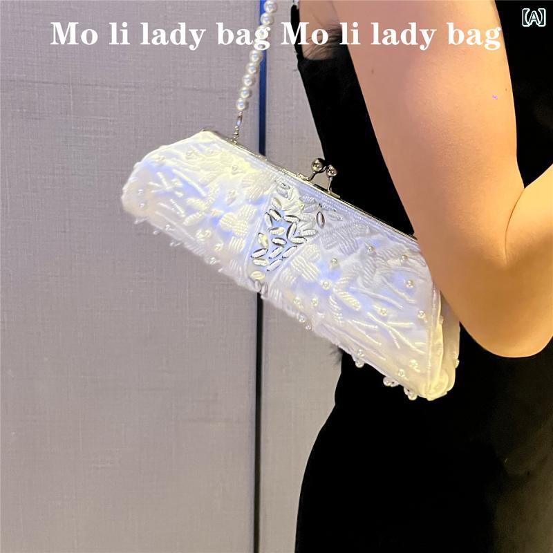 レディース バッグ おしゃれ レトロ クロス ボディ 手 刺繍 ビーズ レトロ クロス ボディ 小さめ スタイリッシュ 手持ち 脇下