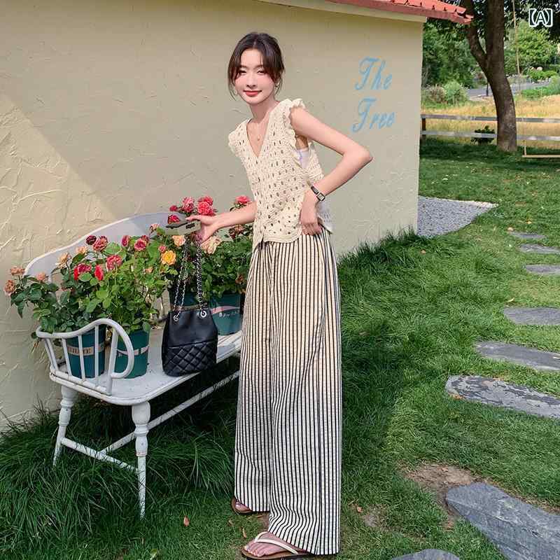 レディース ファッション カジュアル おしゃれ デート 女子会 普段使い リラックス 服 セット 夏 衣装 セット カジュアル パンツ 2点セット(4)