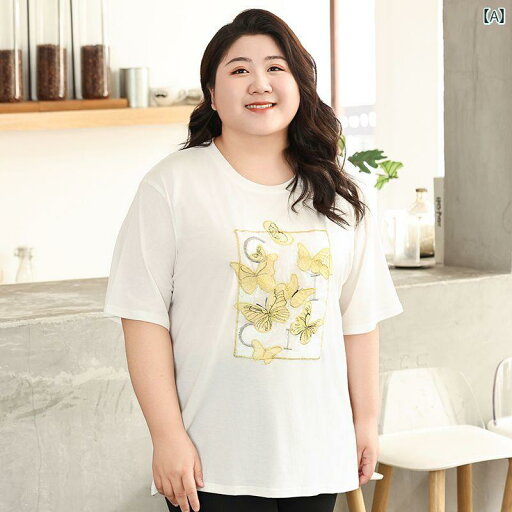 大きめサイズ レディース トップス カジュアル おしゃれ ホワイト 刺繍 半袖 Tシャツ 夏 半袖 大きめサイズ レディース トップス カジュアル おしゃれ ホワイト 刺繍 半袖 Tシャツ 夏 半袖