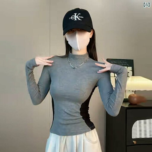 大きめサイズ レディース トップス カジュアル おしゃれ デート 女子会 普段使い 秋冬 カラー ブロック 長袖 Tシャツ ぽっちゃり スリム ハーフ タートルネック ボトム シャツ 大きめサイズ レディース トップス カジュアル おしゃれ デート 女子会 普段使い 秋冬 カラー ブロック 長袖 Tシャツ ぽっちゃり スリム ハーフ タートルネック ボトム シャツ