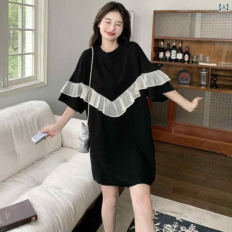 大きめサイズ レディース おしゃれ ファッション カジュアル デート 女子会 ゆったり Tシャツ ドレス リトル ブラック ドレス フランス..