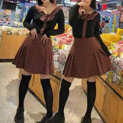 大きめサイズ レディース おしゃれ ファッション カジュアル デート 女子会 カレッジ 制服 スリム 長袖 トップス チェックプリーツスカート 2点 セット 大きめサイズ レディース おしゃれ ファッション カジュアル デート 女子会 カレッジ 制服 スリム 長袖 トップス チェックプリーツスカート 2点 セット