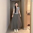 大きめサイズ レディース おしゃれ ファッション カジュアル 普段使い 夏 ワイドレッグ パンツ ぽっちゃりが スリム ゆったり 体型カバー スカート パンツ 吊り下げ ハイウエスト パンツ