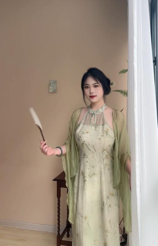 大きめサイズ レディース おしゃれ ファッション カジュアル デート 女子会 ぽっちゃり 優しくて レトロ クール 美白 優しい チャイナ ドレス カーディガン