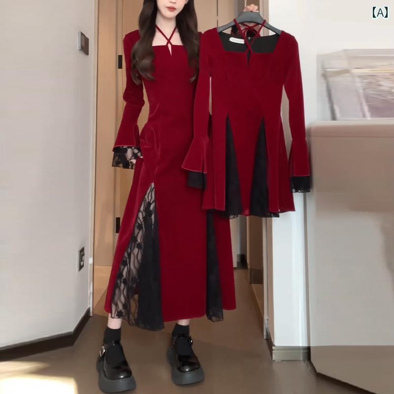 大きめサイズ レディース おしゃれ ファッション カジュアル フェミニン 上品 デート 女子会 フレンチ 起毛 ドレス 秋冬 スリミング レース 社交家 軽量 涼しい 涼しい 涼しい 涼しい スカート