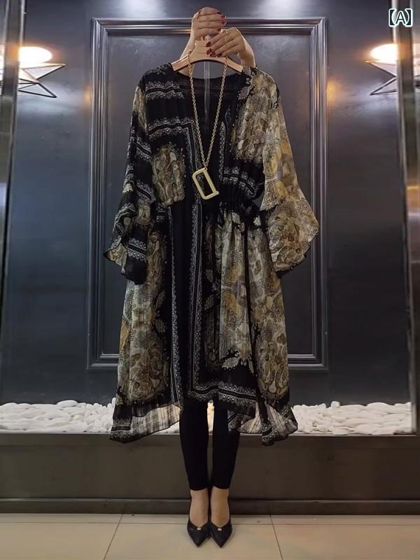 大きめサイズ レディース おしゃれ ファッション カジュアル フェミニン 上品 デート 女子会 少女 春夏 スリム 花柄 長袖 ドレス(4)