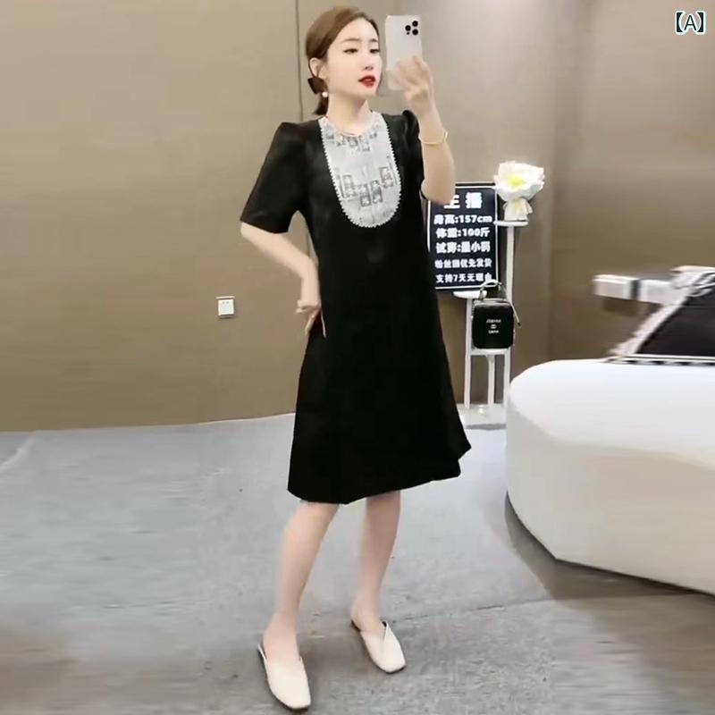 大きめサイズ レディース おしゃれ ファッション カジュアル フェミニン 上品 デート 女子会 夏 スリム 体型カバー ジャカード ビーズ ファッション ぽっちゃり ドレス