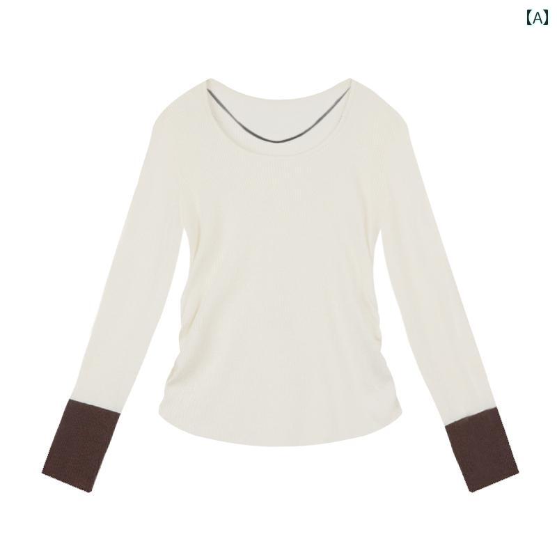 大きめサイズ レディース おしゃれ ファッション カジュアル デート 女子会 普段使い ぽっちゃり 袖口 快適 ボトム シャツ スリミング 秋冬 インナートップス