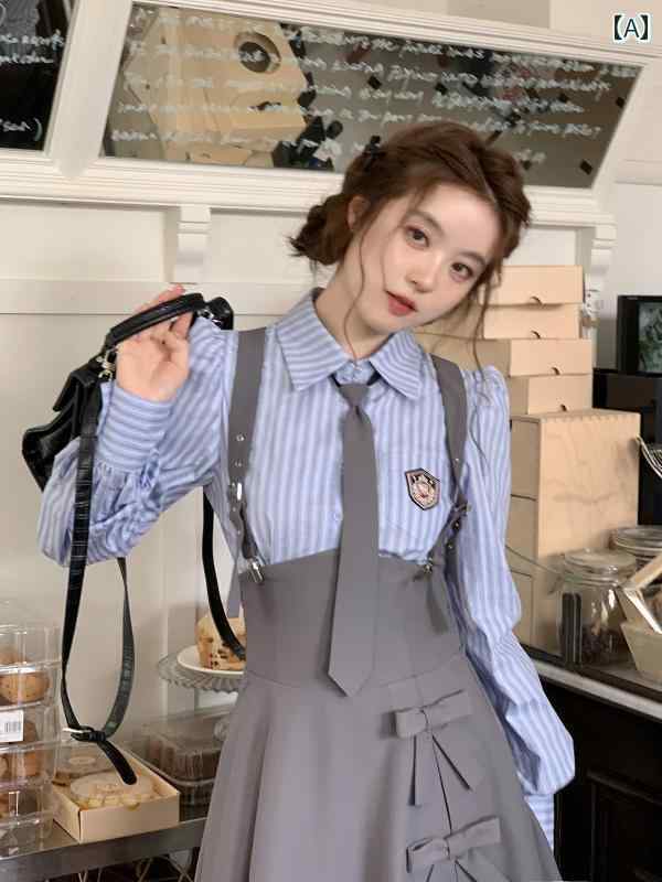 大きめサイズ レディース おしゃれ ファッション カジュアル デート 女子会 普段使い 週末 パーティー ぽっちゃり リボン ストライプ カレッジ 体型カバー 秋 スリム