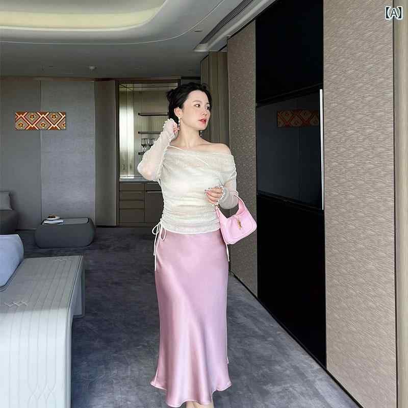 大きめサイズ レディース おしゃれ ファッション カジュアル デート 女子会 普段使い 微 スカート 春夏 ウエスト スリム フィッシュテール ヒップ ハイウエスト ミモレ丈 スカート