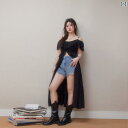 大きめサイズ レディース おしゃれ ファッション カジュアル デート 女子会 普段使い 大人 婦人服 スリム オフショルダー 半袖 ロング スカート 休暇 シャツ ドレス 夏