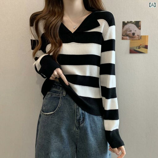 大きめサイズ レディース おしゃれ ファッション カジュアル デート 女子会 普段使い 韓国 ストライプニット 初秋 体型カバー スリム シャツ 大きめサイズ レディース おしゃれ ファッション カジュアル デート 女子会 普段使い 韓国 ストライプニット 初秋 体型カバー スリム シャツ