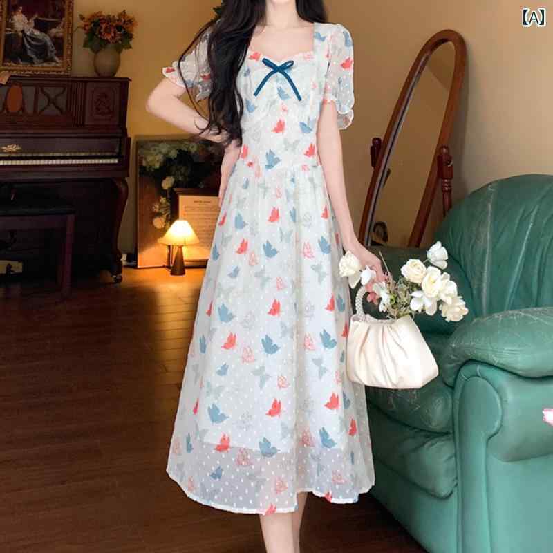 大きめサイズ レディース おしゃれ ファッション 上品 フェミニン デート 女子会 普段使い フランス レトロ フレッシュ 花柄 ドレス 夏 スリムフィット 体型カバー ロング スカート