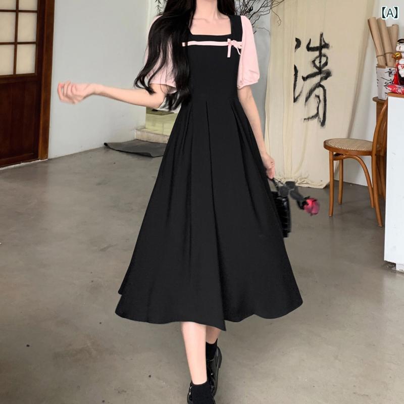 大きめサイズ レディース おしゃれ ファッション カジュアル 上品 フェミニン デート 女子会 普段使い 夏 精巧 ハイ クール 中国 ティーブレイク フランス スリム ドレス