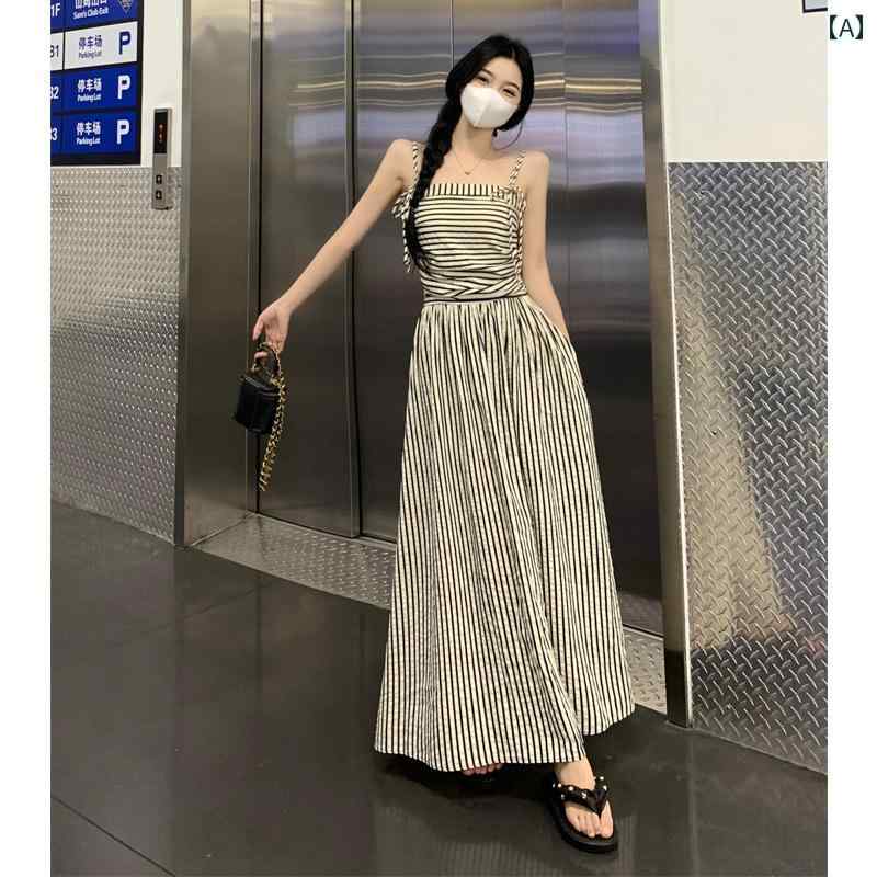 大きめサイズ レディース おしゃれ ファッション カジュアル 上品 フェミニン デート 女子会 普段使い スカート 秋冬 チャイナ風 体型カバー カバー ストライプ 肩ひも ドレス セットアップ