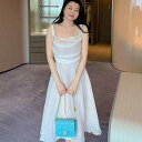 大きめサイズ レディース おしゃれ ファッション カジュアル 上品 フェミニン デート 女子会 普段使い ぽっちゃり ドレス 春夏新 肩ひも ノースリーブ ハイウエスト aライン スカート ロング スカート