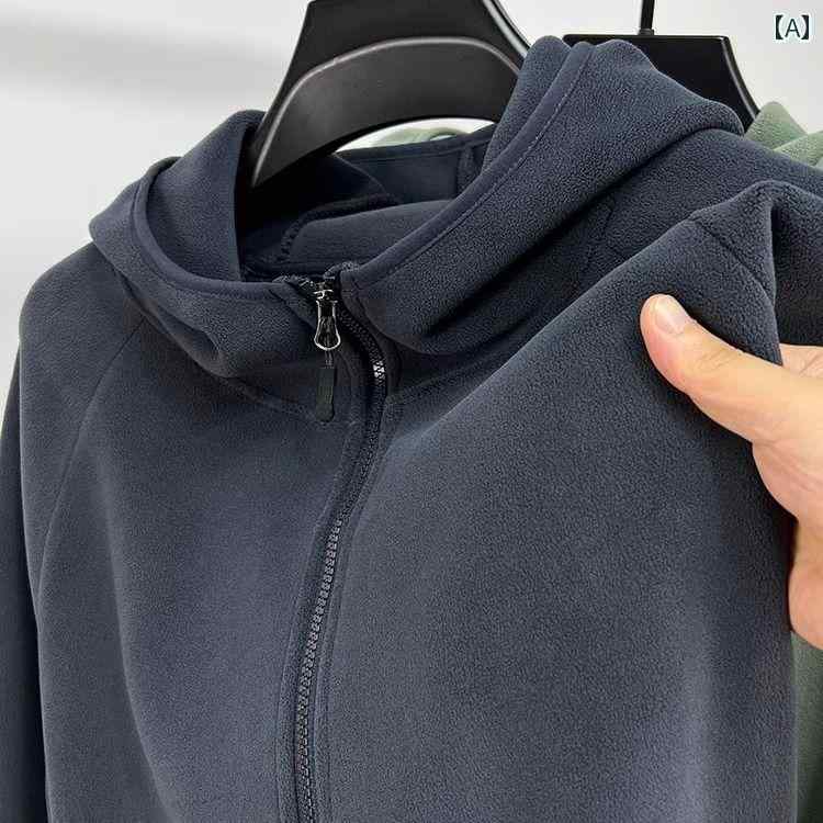 大きめサイズ メンズ スウェット カジュアル おしゃれ ファッション ぽっちゃり レトロ 両面 起毛 カーディガン シャツ 秋冬 暖かい ジャケット フード コート イン