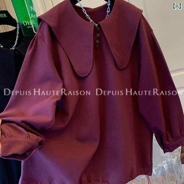 大きめサイズ メンズ トップス カジュアル おしゃれ ファッション ぽっちゃり 韓国 レッド ドール カラー スウェットシャツ レディース 冬