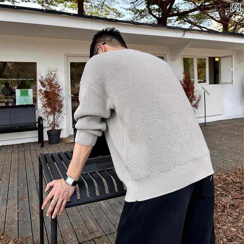大きめサイズ メンズ トップス カジュアル おしゃれ ファッション ぽっちゃり ワッフル 暖かい セーター レディース 秋冬 厚手 セーター