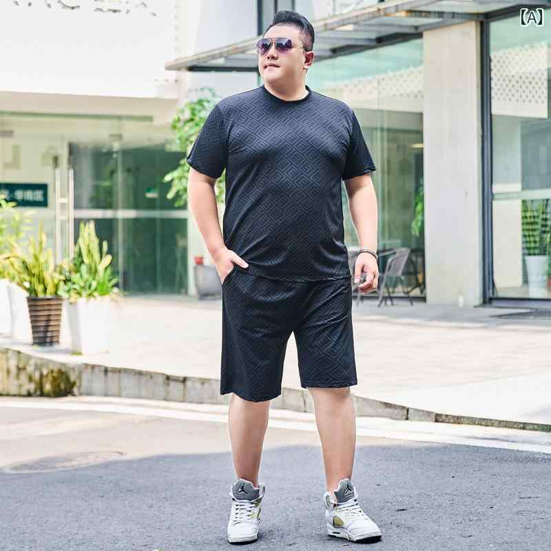 大きめサイズ メンズ セットアップ カジュアル サイズ 男 半袖 Tシャツ 五分丈 ハーフ ハーフ ショートパンツ ズボン スーツ 大 薄手 涼しい 涼しい スポーツウェア