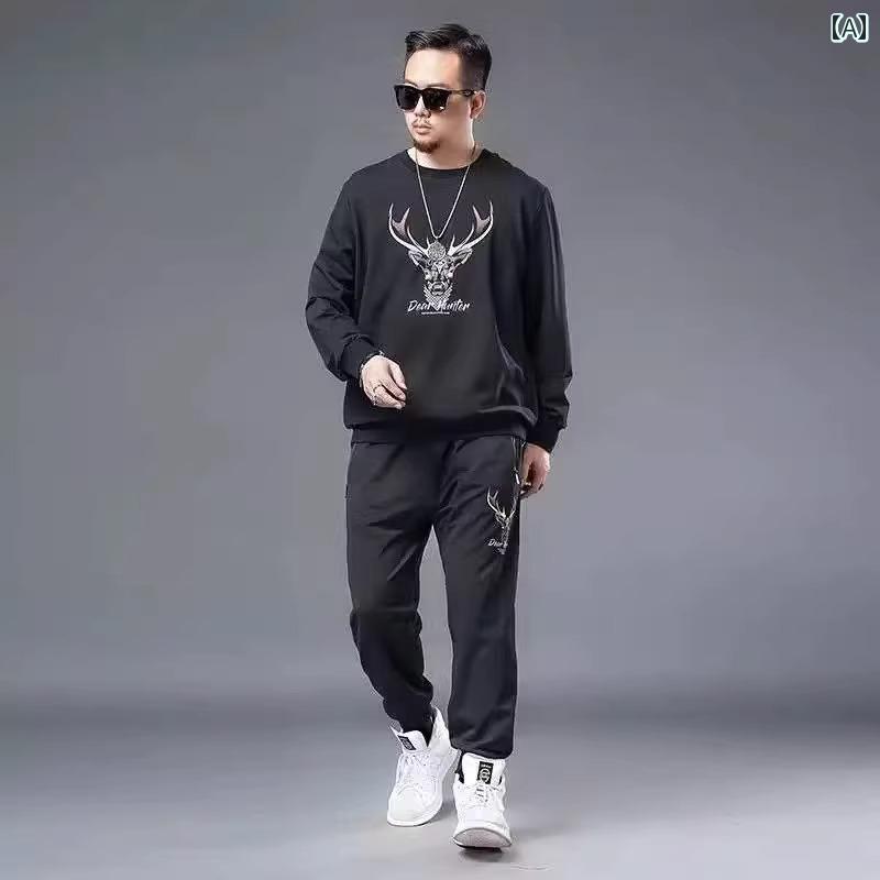 大きめサイズ メンズ パンツ カジュアル ズボン おしゃれ ファッション スポーツ 秋 スウェットシャツ スウェット スポーツウェア セット