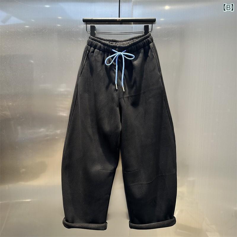 大きめサイズ メンズ パンツ カジュアル ズボン おしゃれ ファッション ぽっちゃり 赤 厚手 起毛 レディース 冬 ワイドレッグ スウェット イン