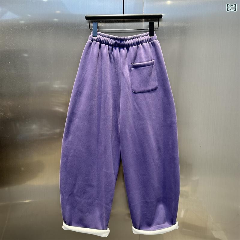 大きめサイズ メンズ パンツ カジュアル ズボン おしゃれ ファッション ぽっちゃり 赤 厚手 起毛 レディース 冬 ワイドレッグ スウェット イン