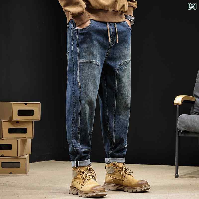 大きめサイズ メンズ パンツ カジュアル ズボン おしゃれ ファッション 秋 ジーンズ ストレッチ テーパードストレート トレンディ