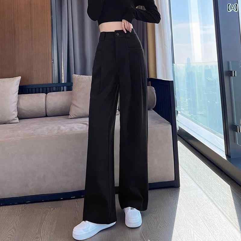 大きめサイズ メンズ パンツ カジュアル ズボン おしゃれ ファッション ぽっちゃり アメリカン レトロ ウール ワイドレッグ レディース 冬 厚手 快適 イン