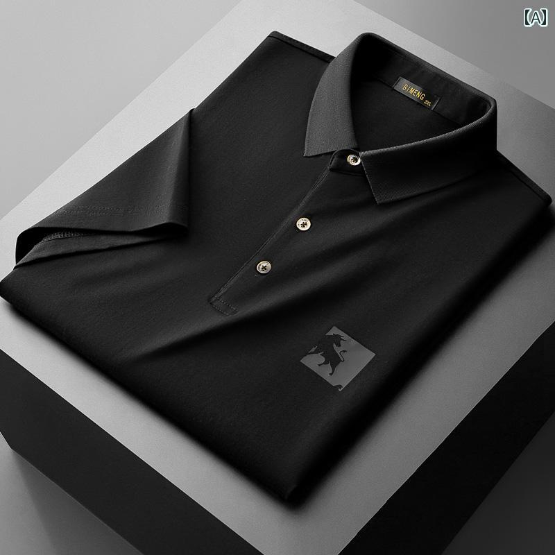 大きめサイズ メンズ カジュアル 夏 カジュアル 半袖 Tシャツ 黒 ポロシャツ トレンディ