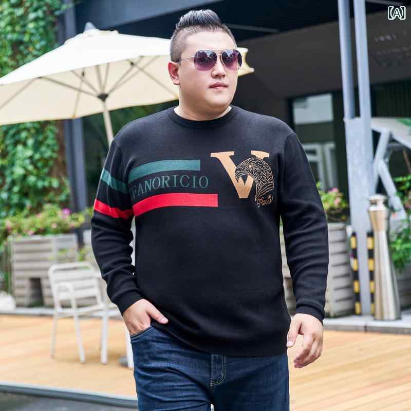 大きめサイズ メンズ カジュアル 冬 綿 ラウンドネック セーター カジュアル セーター 大 糸 セーター