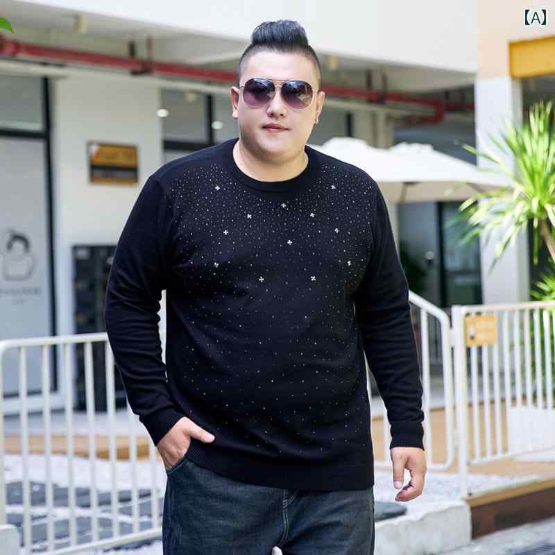 大きめサイズ メンズ カジュアル 秋冬 大 スターが ラウンドネック セーター トレンド セーター